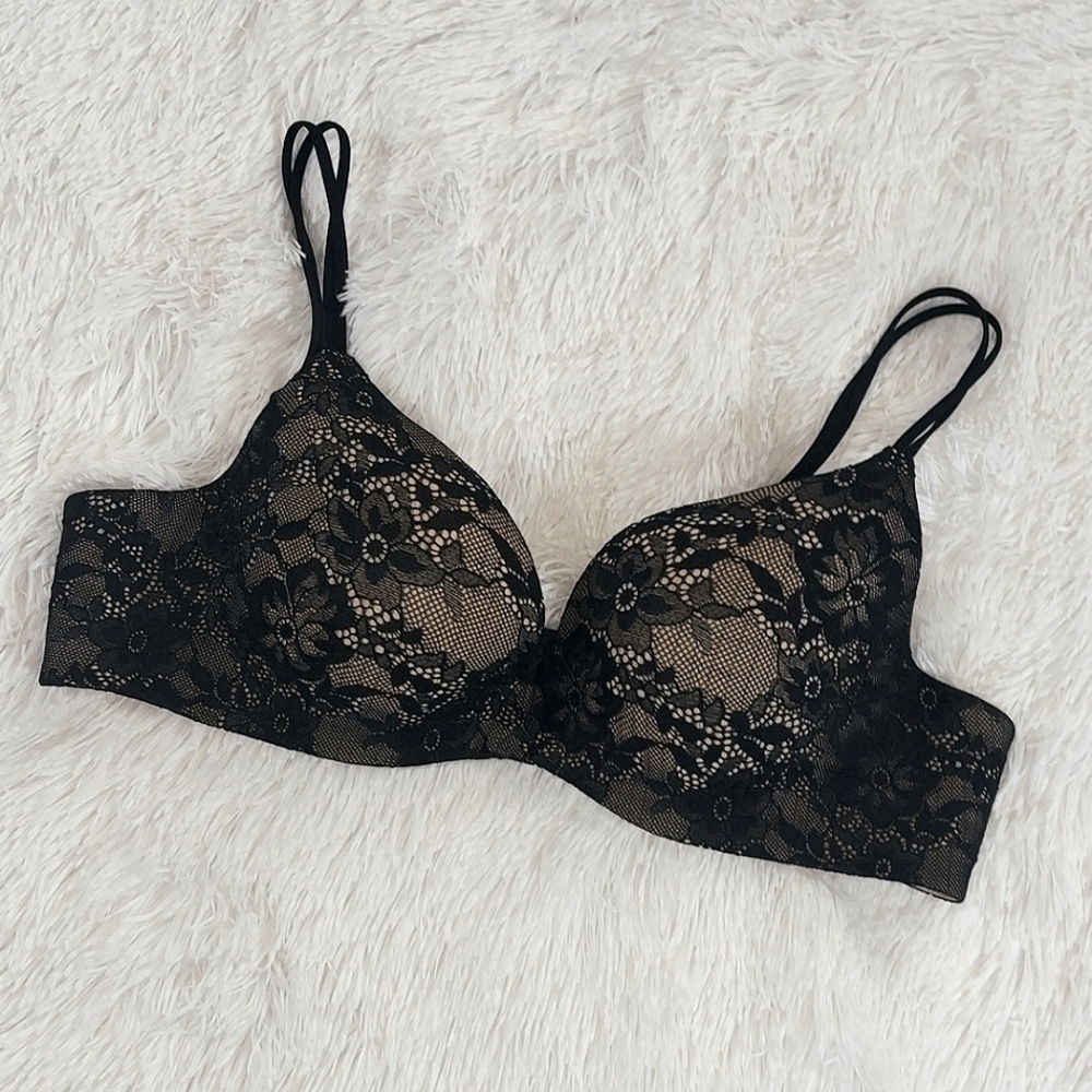 Victoria Secret Angels Secret Embrace Black Lace Push Up Bra